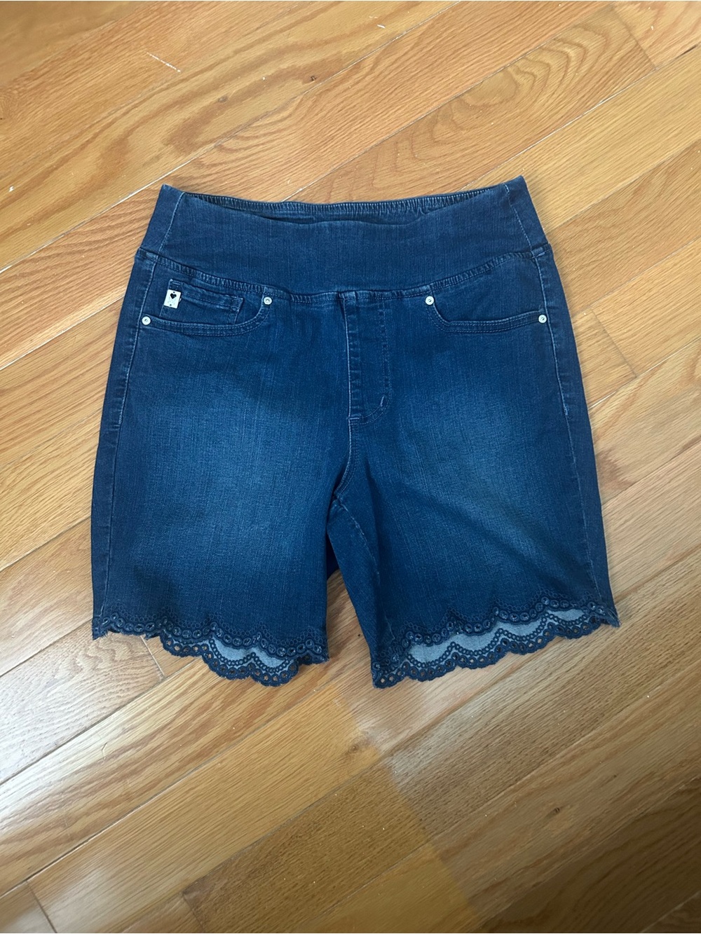 Belle by Kim Gravel Dark Blue Denim Jean Shorts